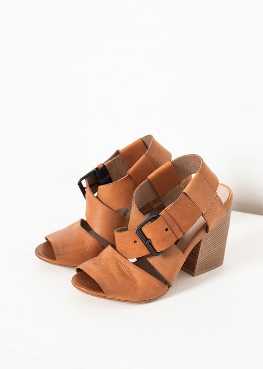 Buckle Strap Heel in Brown